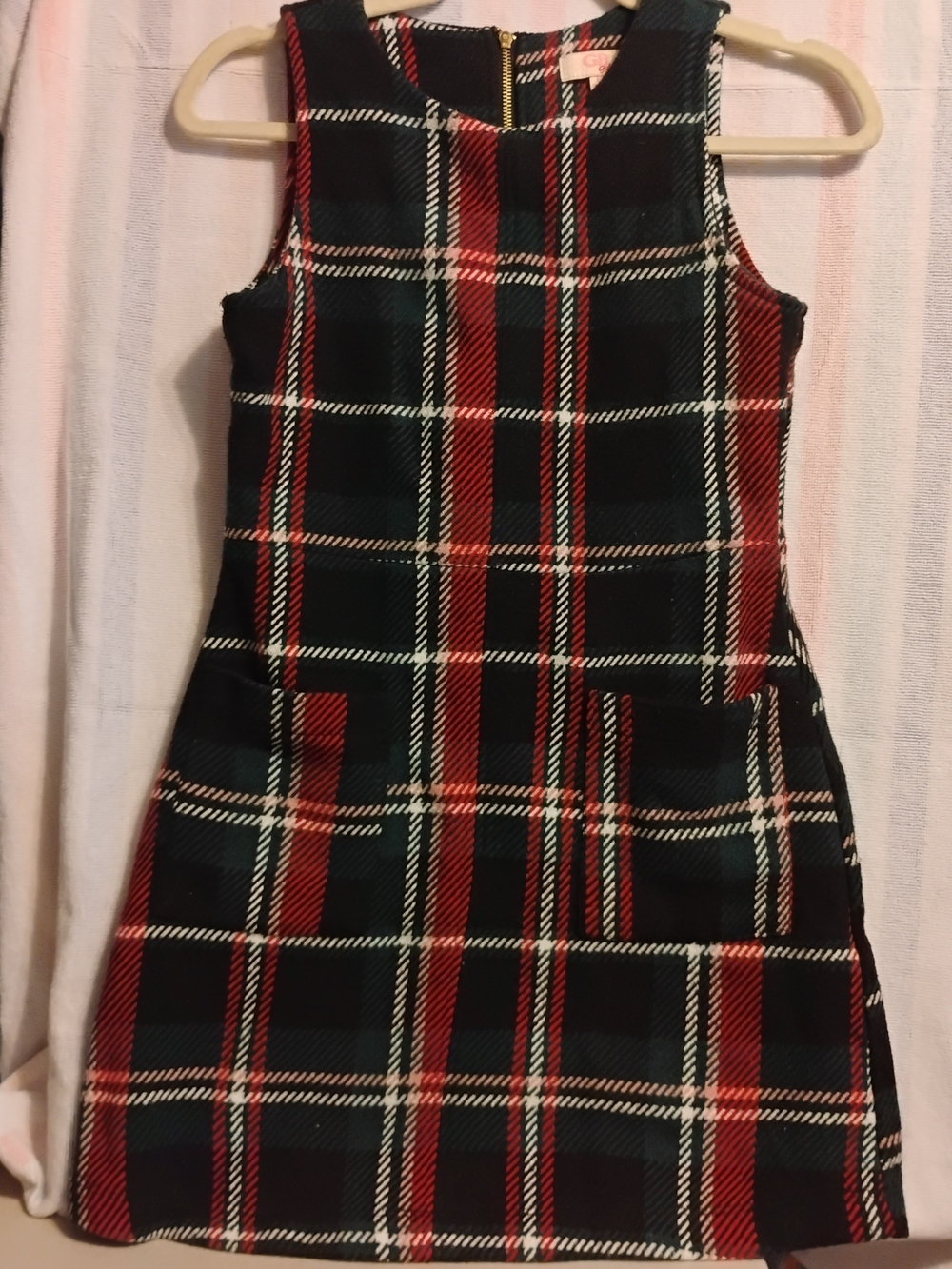 GB girls Black and Red Plaid Sleeveless A-Line Dress